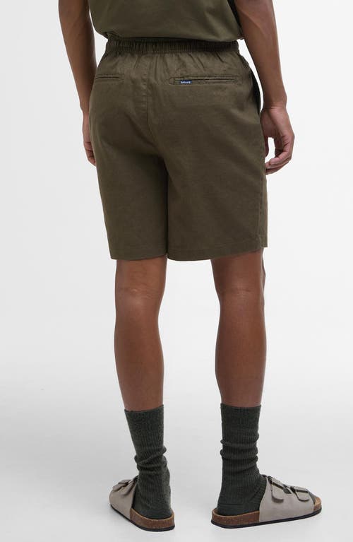 BARBOUR BARBOUR RELAXED FIT LINEN & COTTON DRAWSTRING SHORTS