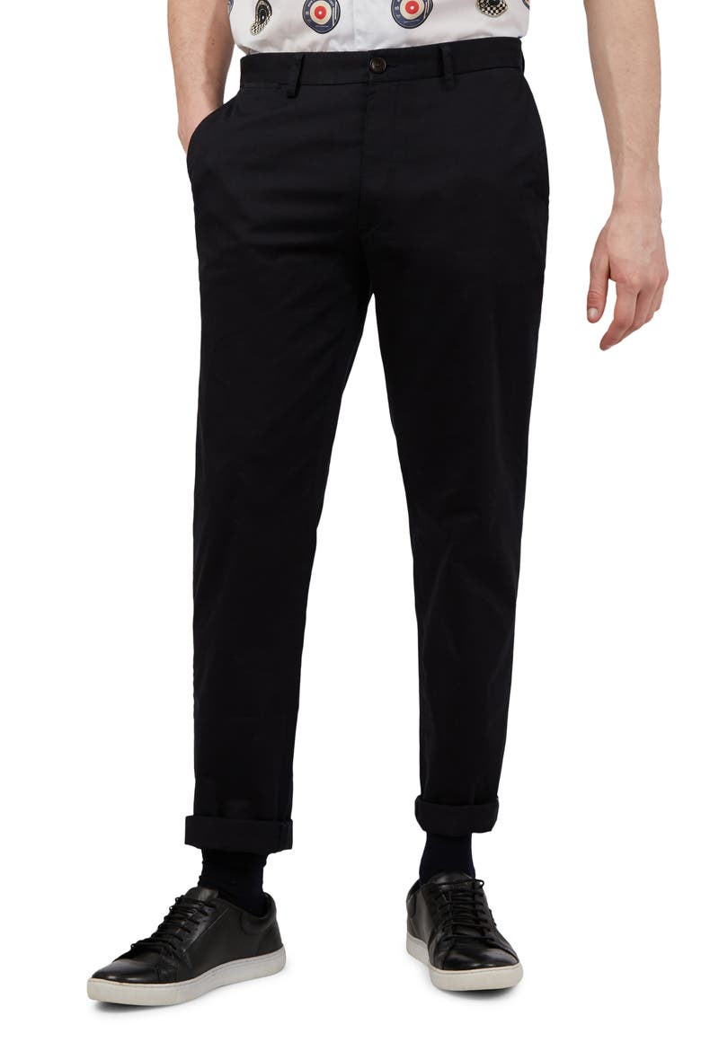 Signature Slim Fit Stretch Cotton Chinos, Main, color, BLACK