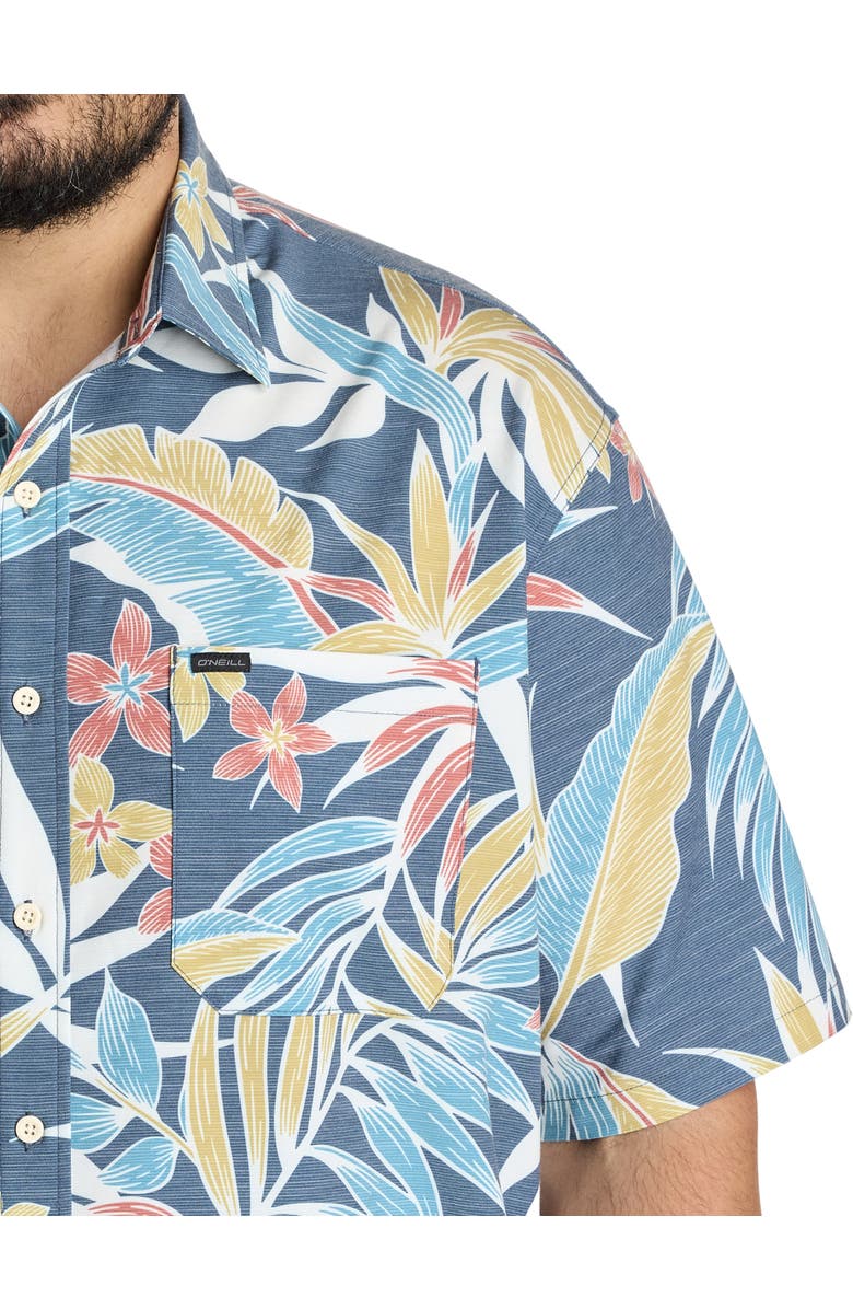 O'Neill Big & Tall TRVLR Series Traverse Floral Performance Sport Shirt, Alternate, color, Midnight Navy
