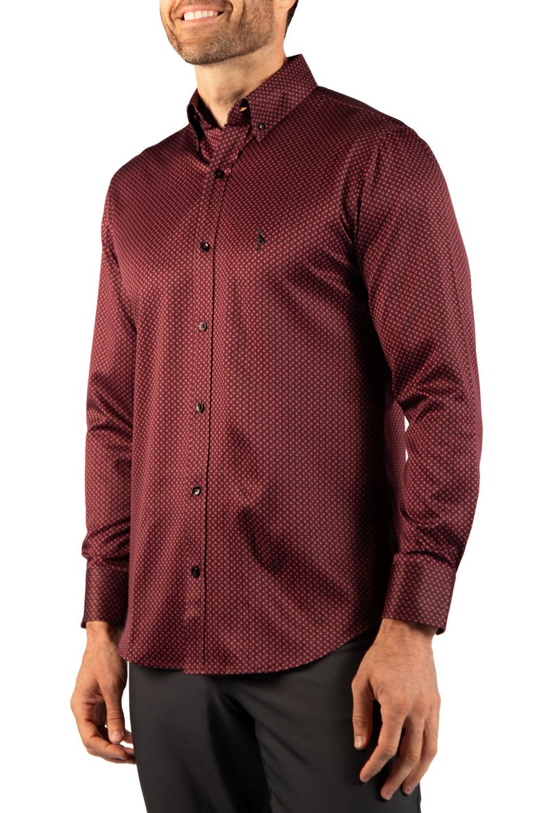 Diamond Printed Performance Shirt, Alternate, color, WINE