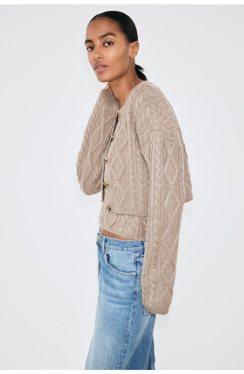 H&M Cable-knit Cardigan, Alternate, color, Taupe