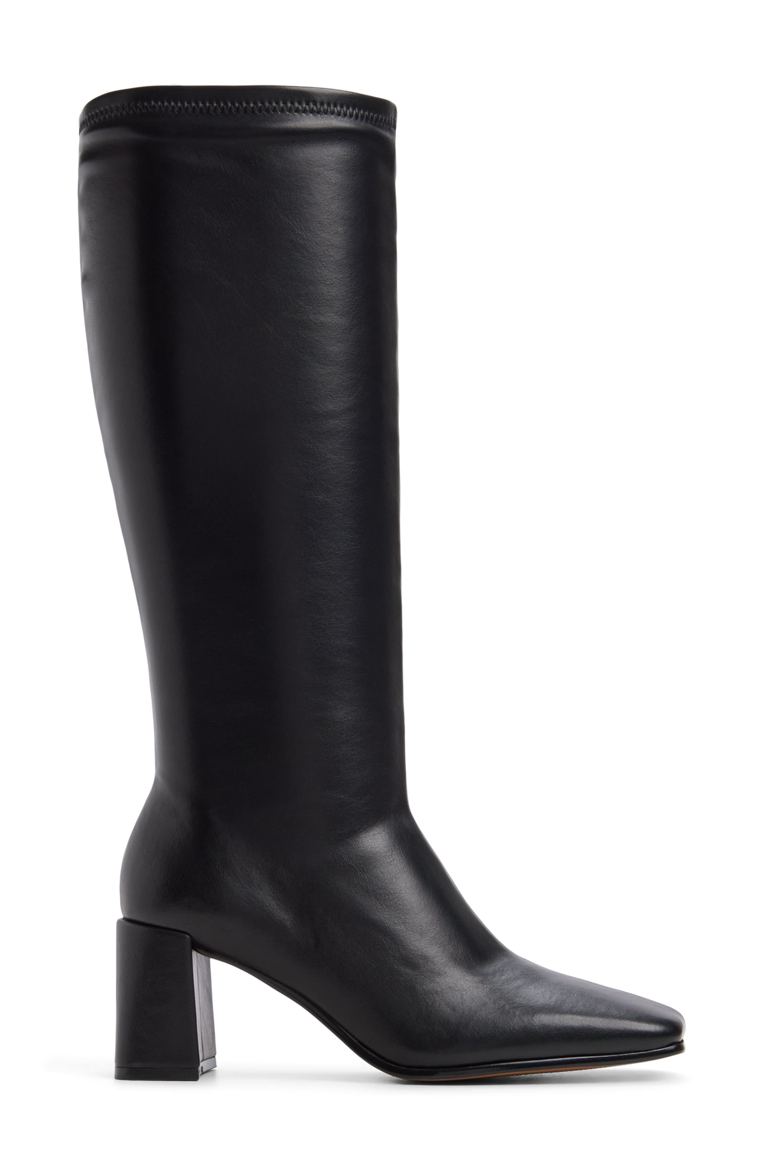 Rydley Knee High Faux Leather Boot, Alternate, color, BLACK