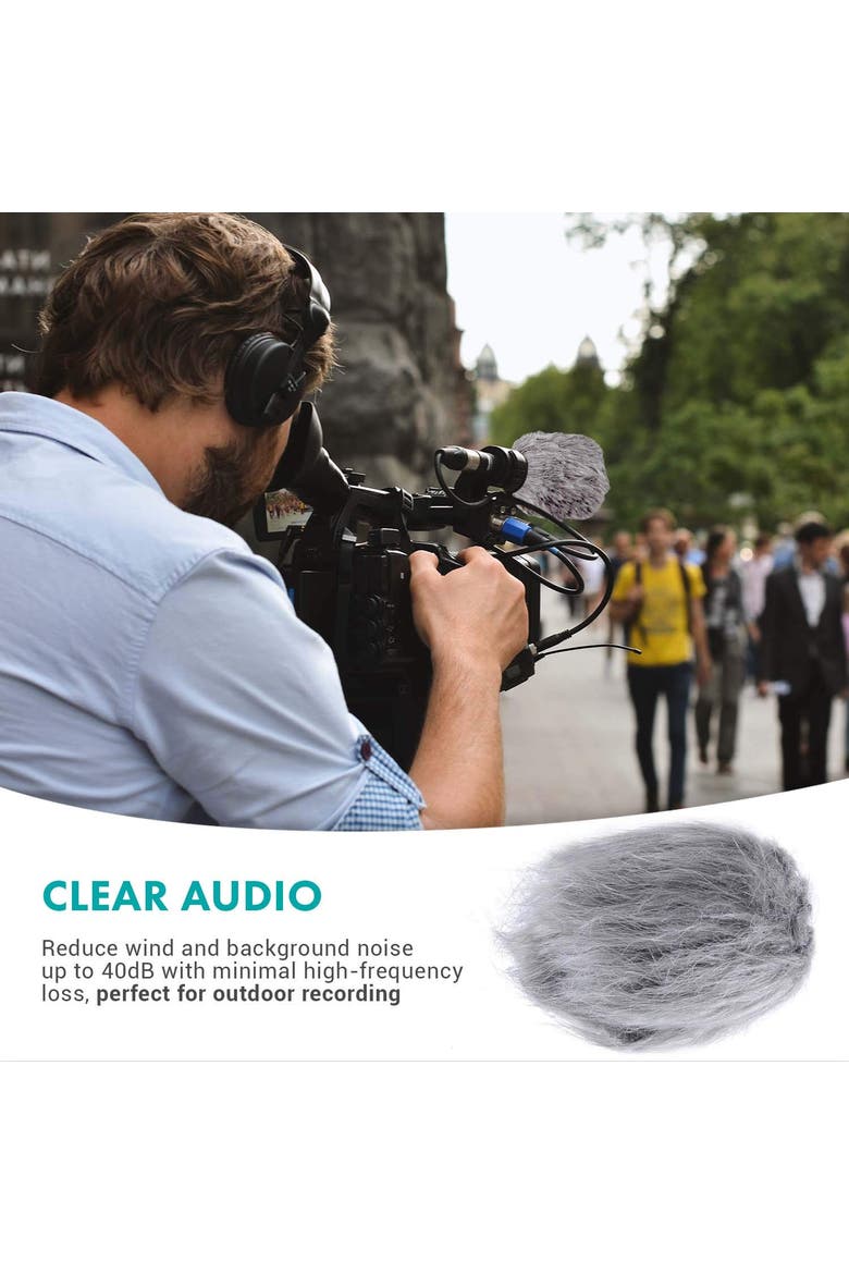 WS1 Furry Outdoor Microphone Windscreen Muff for Small Compact Microphones up to 2.5 X 40mm, Alternate, color, Black