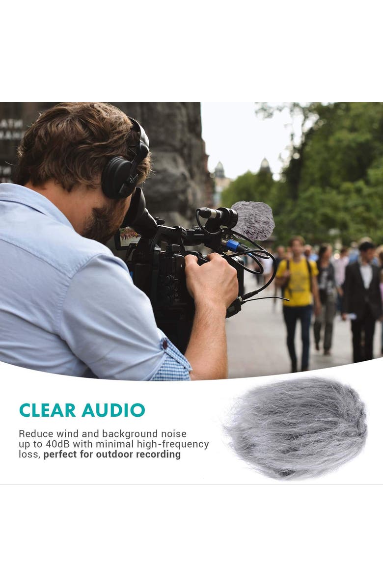 MOVO WS1 Furry Outdoor Microphone Windscreen Muff for Small Compact Microphones up to 2.5 X 40mm, Alternate, color, Black