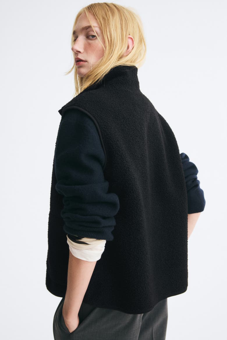 Teddy Fleece Vest, Alternate, color, Black