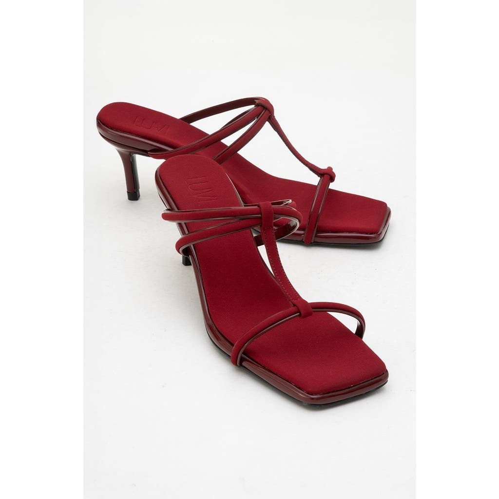 Prologue Shoes Mocha Strap Heel Sandal In Burgundy