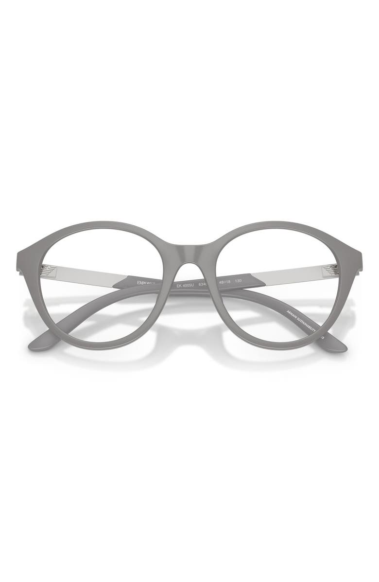 EMPORIO ARMANI KIDS Kids' 48mm Round Optical Glasses & Clip-On Sunglasses, Alternate, color, Matte Grey / Clear