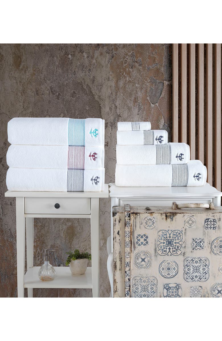 Brooks Brothers Set of 3 Stripe Towels, Alternate, color, Anthracite