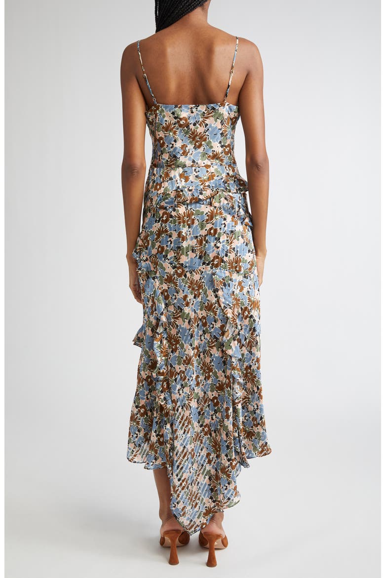 Avenel Floral Asymmetric Hem Silk Dress, Alternate, color, LAKE MIST MULTI