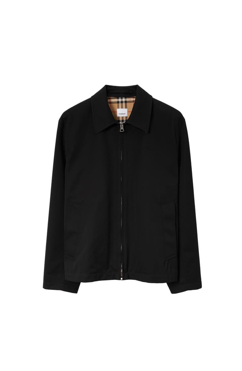 Burberry Gabardine Harrington Jacket, Alternate, color, Black
