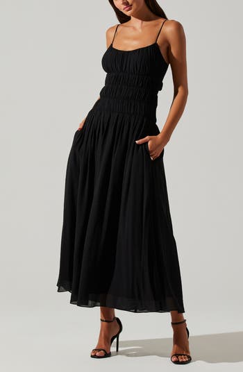 ANDRESD  ブラック　シアー ASTR the Label Andrina Shirred Maxi Sundress | Nordstromrack