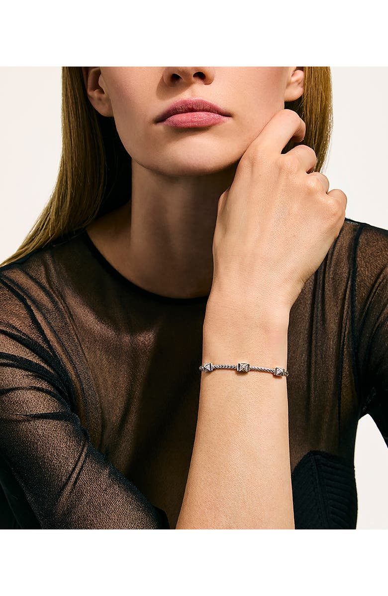 John Hardy Icon Stud Pavé Diamond Bracelet, Alternate, color, Silver