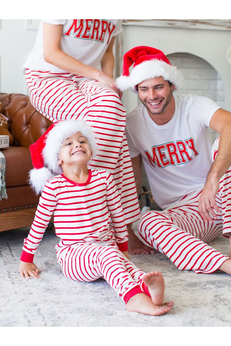 Modal Blend Boys Long Sleeve Pajama Set, Alternate, color, Red & White Stripe
