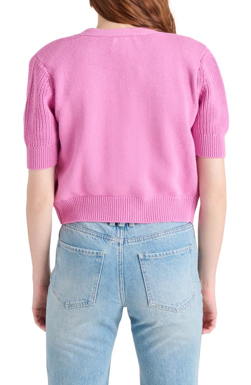 Steve Madden Janae Short Sleeve Cotton Blend Cardigan In Crocus