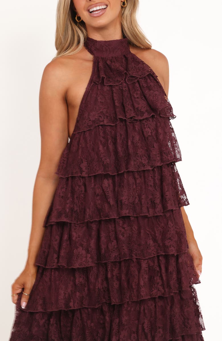 Petal & Pup Zoella Ruffle Tiered Maxi Dress, Alternate, color, Cherry Lace