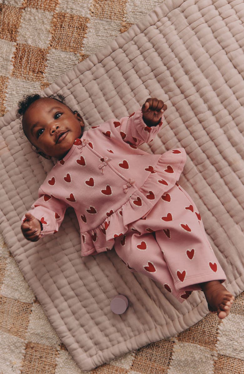 NEXT Kids' Heart Frill Sweatshirt & Pants Set, Alternate, color, Pink