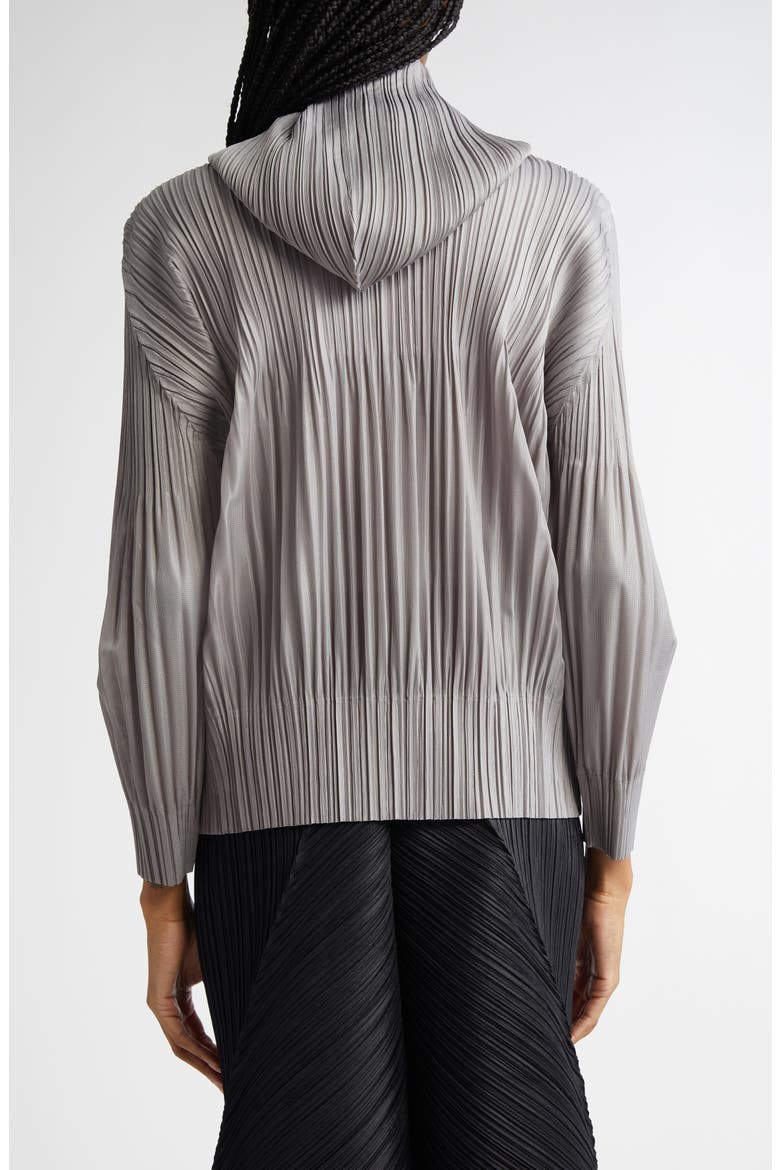 Pleated Zip Front Hoodie, Alternate, color, GRAY