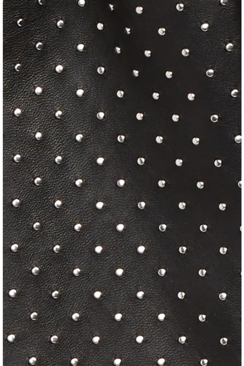 Micro Stud Leather Skinny Scarf, Alternate, color, NOIR/ ARGENT