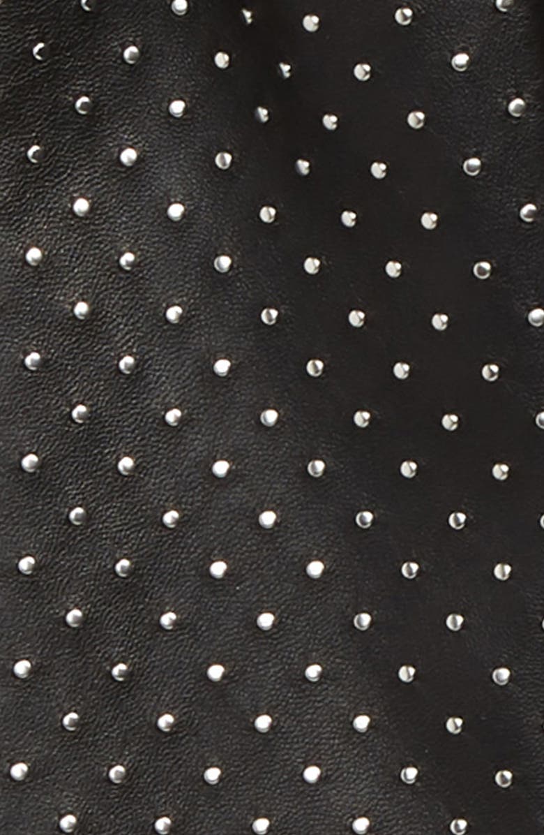 Saint Laurent Micro Stud Leather Skinny Scarf, Alternate, color,