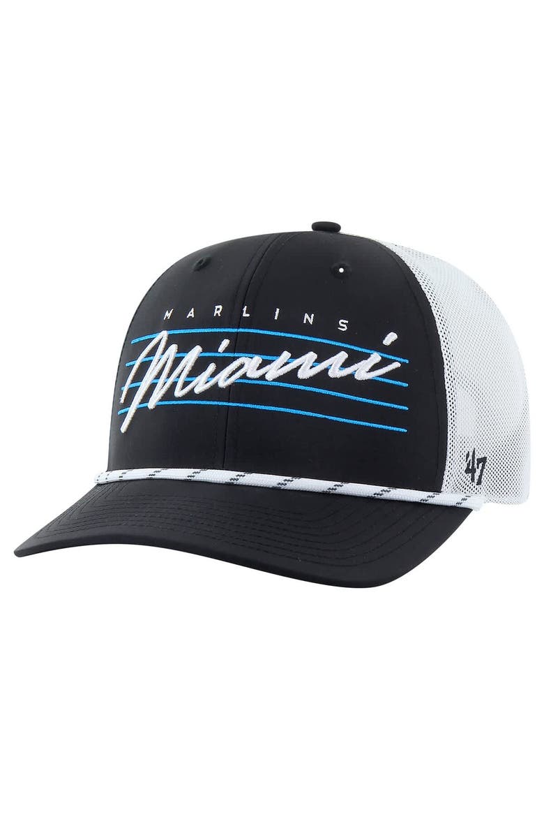 Men's '47 Black Miami Marlins Downburst Trucker Adjustable Hat, Main, color, Black