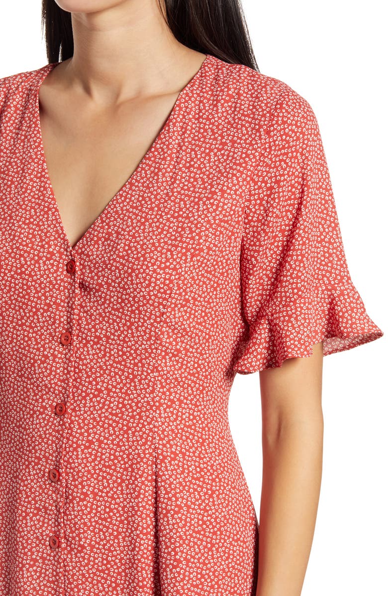 Lulus Castana Button A-Line Dress, Alternate, color, 