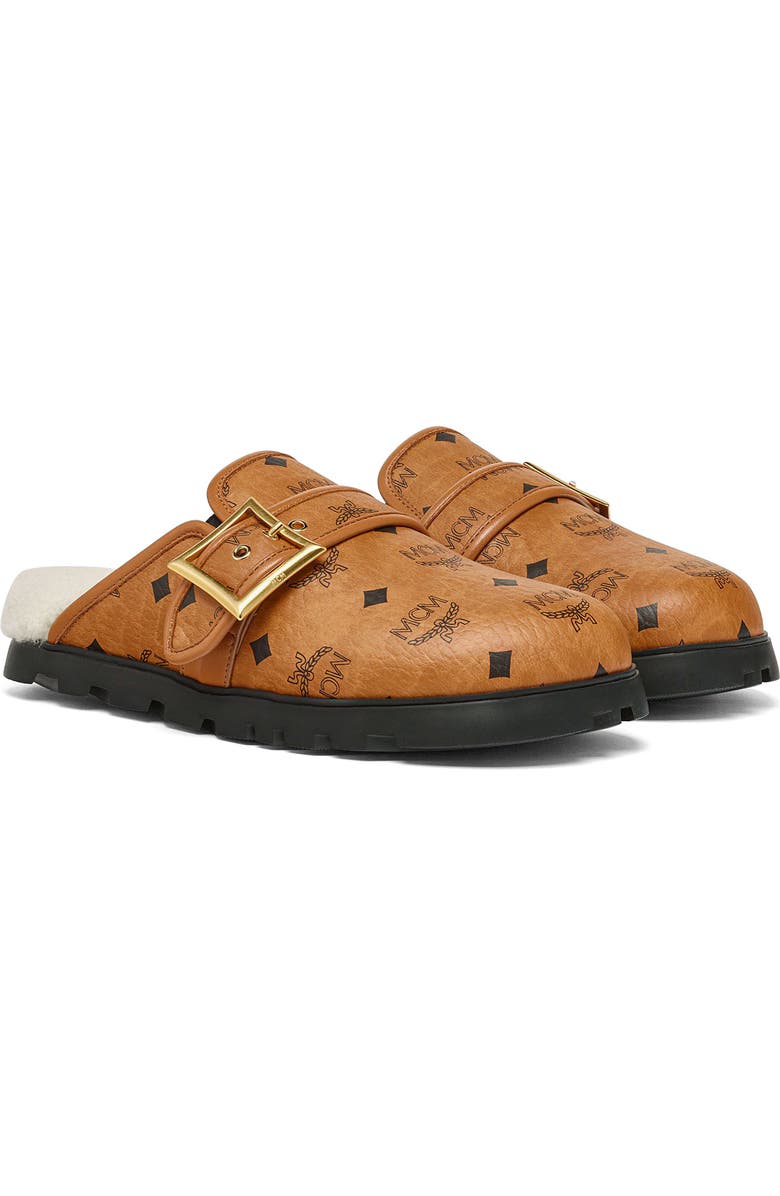 MCM Monogram Genuine Shearling Lined Mule, Main, color,