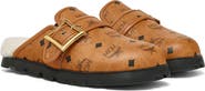 MCM Monogram Genuine Shearling Lined Mule