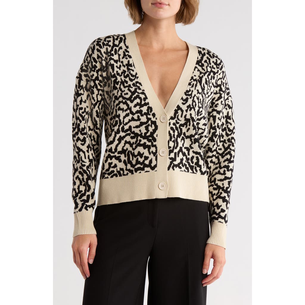 Tahari V-neck Crop Cardigan In Black