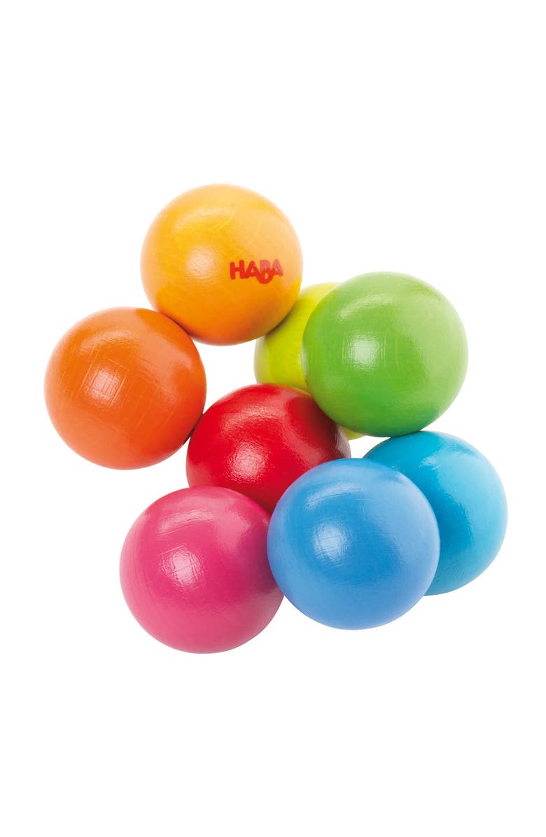 HABA Wooden Baby Teething Toy Magica, Sensory Grasping Rattle for Babies 6-24 Months, Safe & Colorful Sensory Toys for Babies and New Baby Gift, Main, color, 