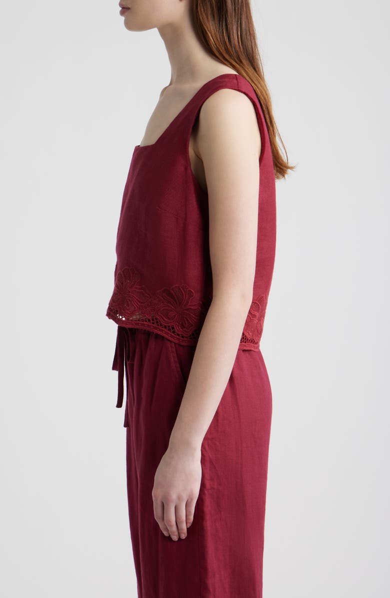 Rails Akira Embroidered Sleeveless Linen Top, Alternate, color, Berry Hibiscus Embroidery