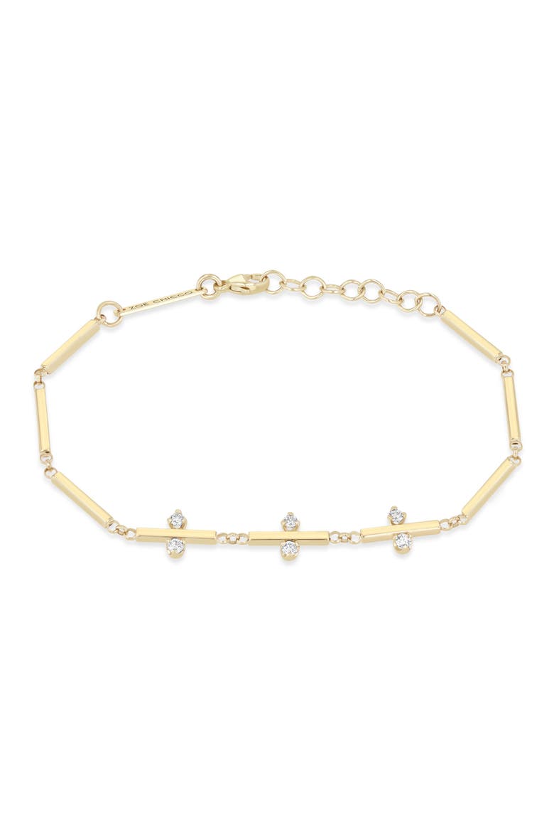 Prong Diamonds 14k Gold Diamond Bar Bracelet, Main, color, 14K YELLOW GOLD
