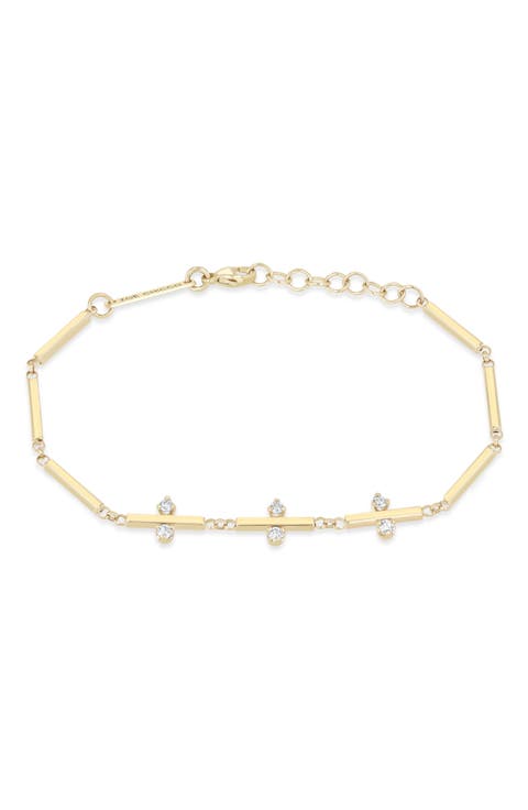 Prong Diamonds 14k Gold Diamond Bar Bracelet