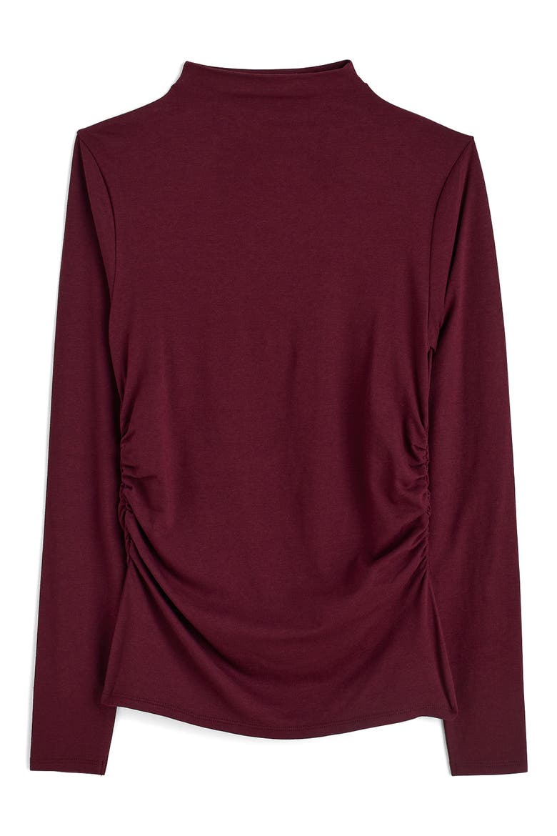 Ruched Mock Neck Long Sleeve Top, Alternate, color, DARK POMEGRANATE