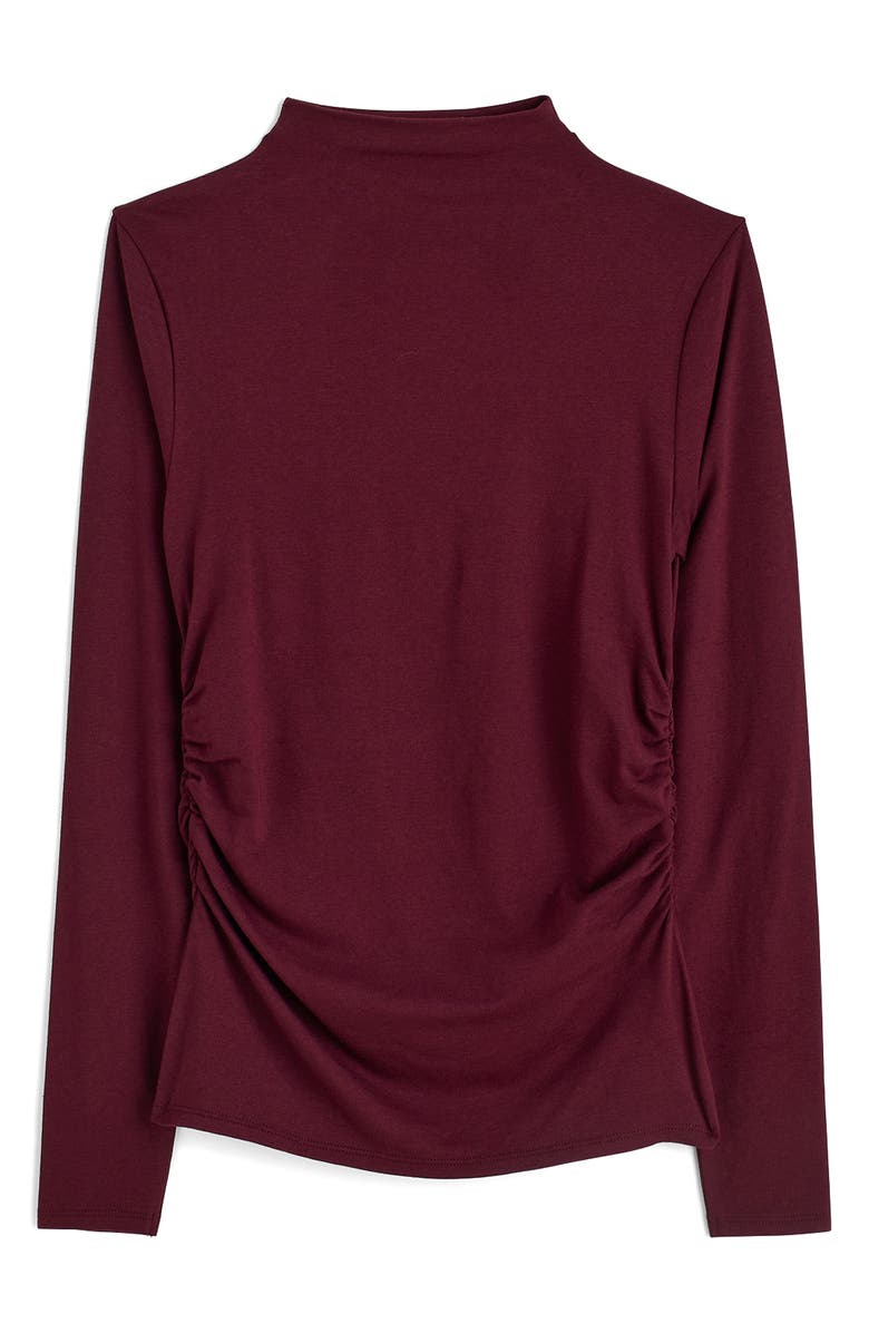 Madewell Ruched Mock Neck Long Sleeve Top, Alternate, color, Dark Pomegranate