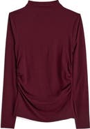 Madewell Ruched Mock Neck Long Sleeve Top