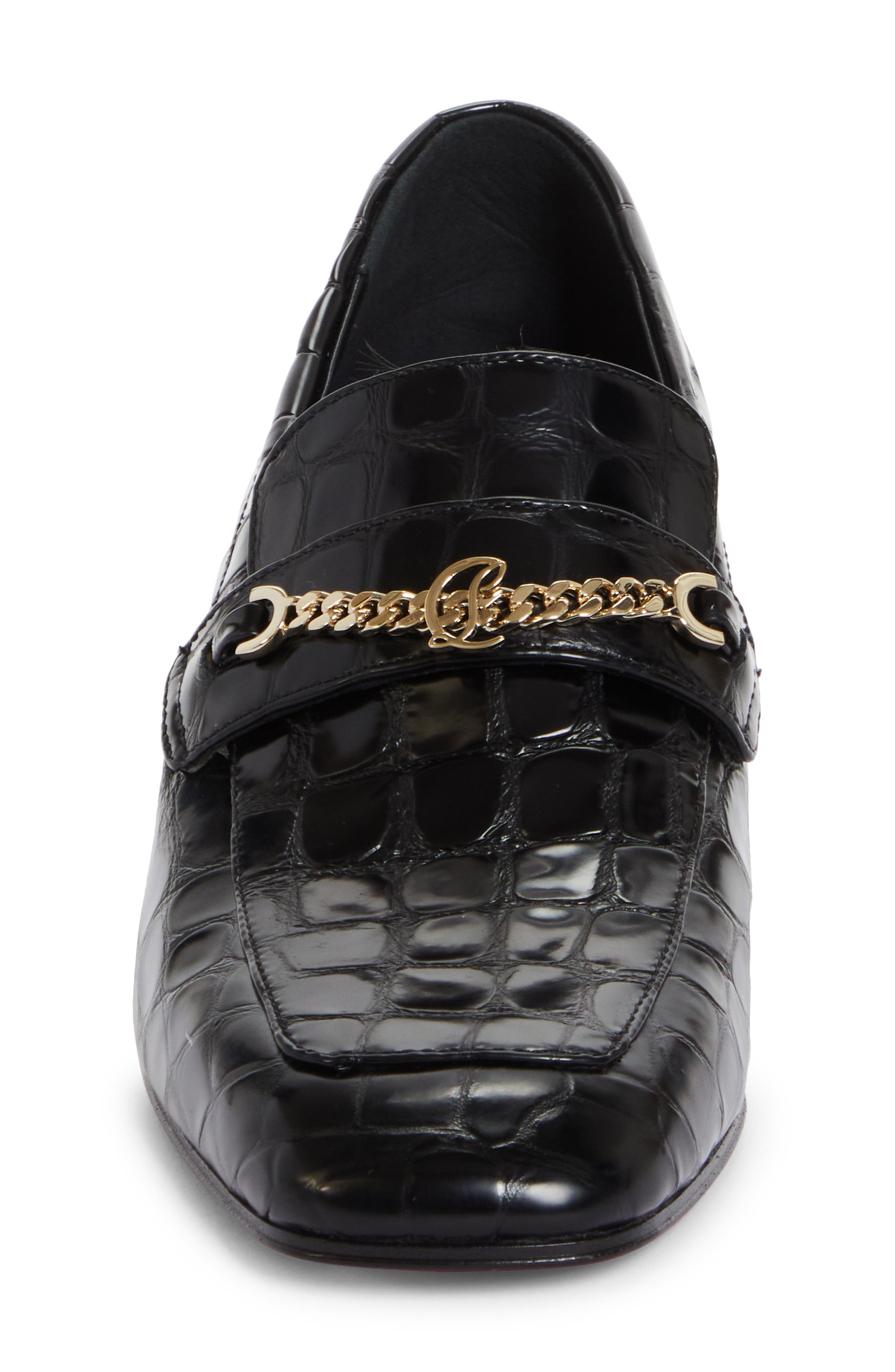 Christian Louboutin MJ Croc Embossed Loafer, Alternate, color, 