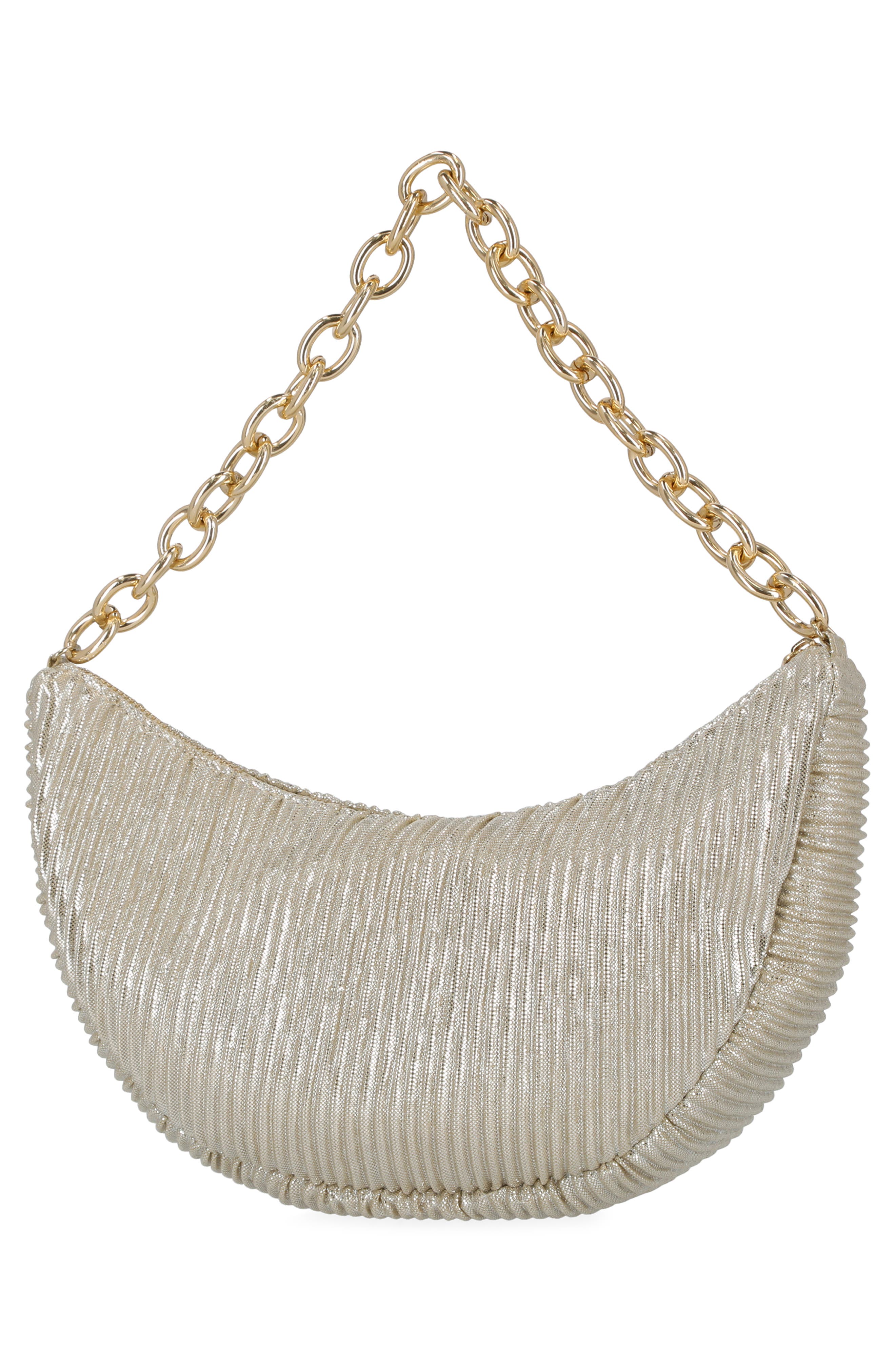Maya Metallic Rib Shoulder Bag, Alternate, color, CHAMPAGNE