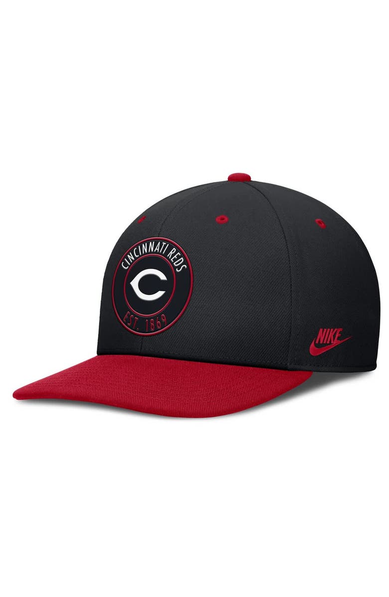 Nike Men's Nike Black/Red Cincinnati Reds Cooperstown Collection Pro Dri-FIT Snapback Hat, Main, color, Black
