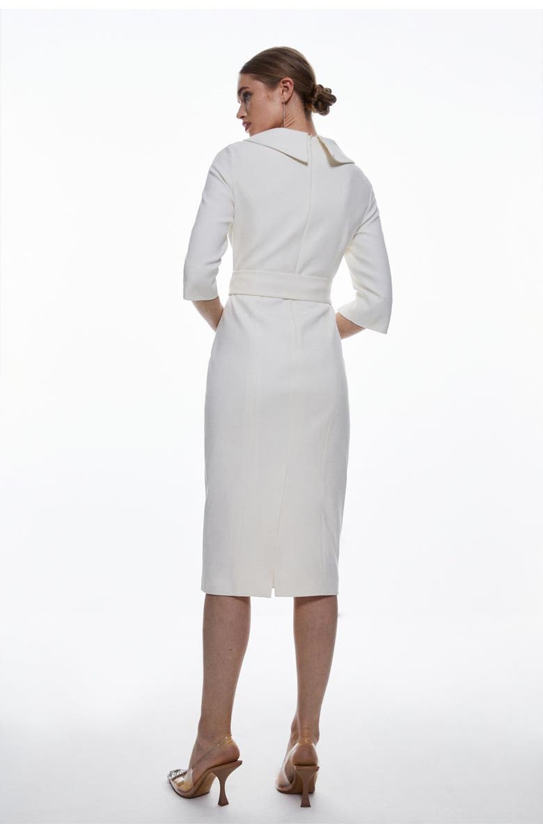 Karen Millen Crepe Roll Neck Pencil Midi Dress, Alternate, color, Ivory