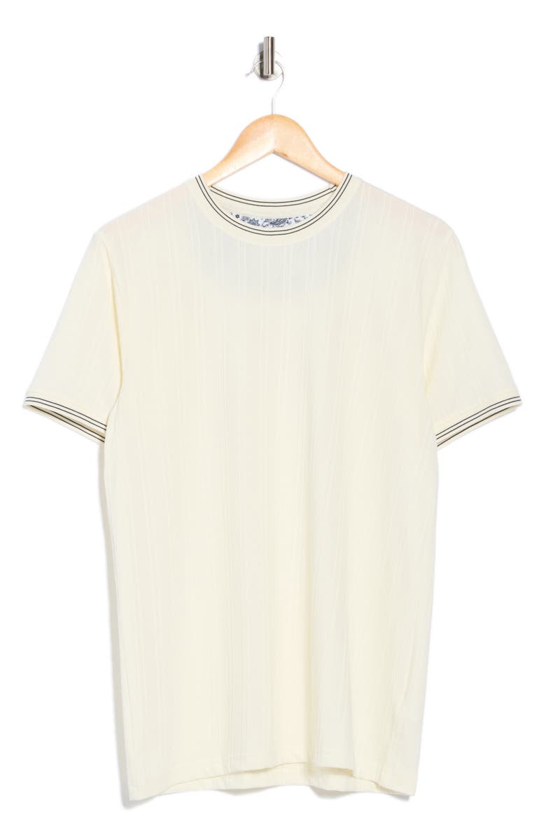 DENIM AND FLOWER Tipped Textured Crewneck T-Shirt, Alternate, color, Off White