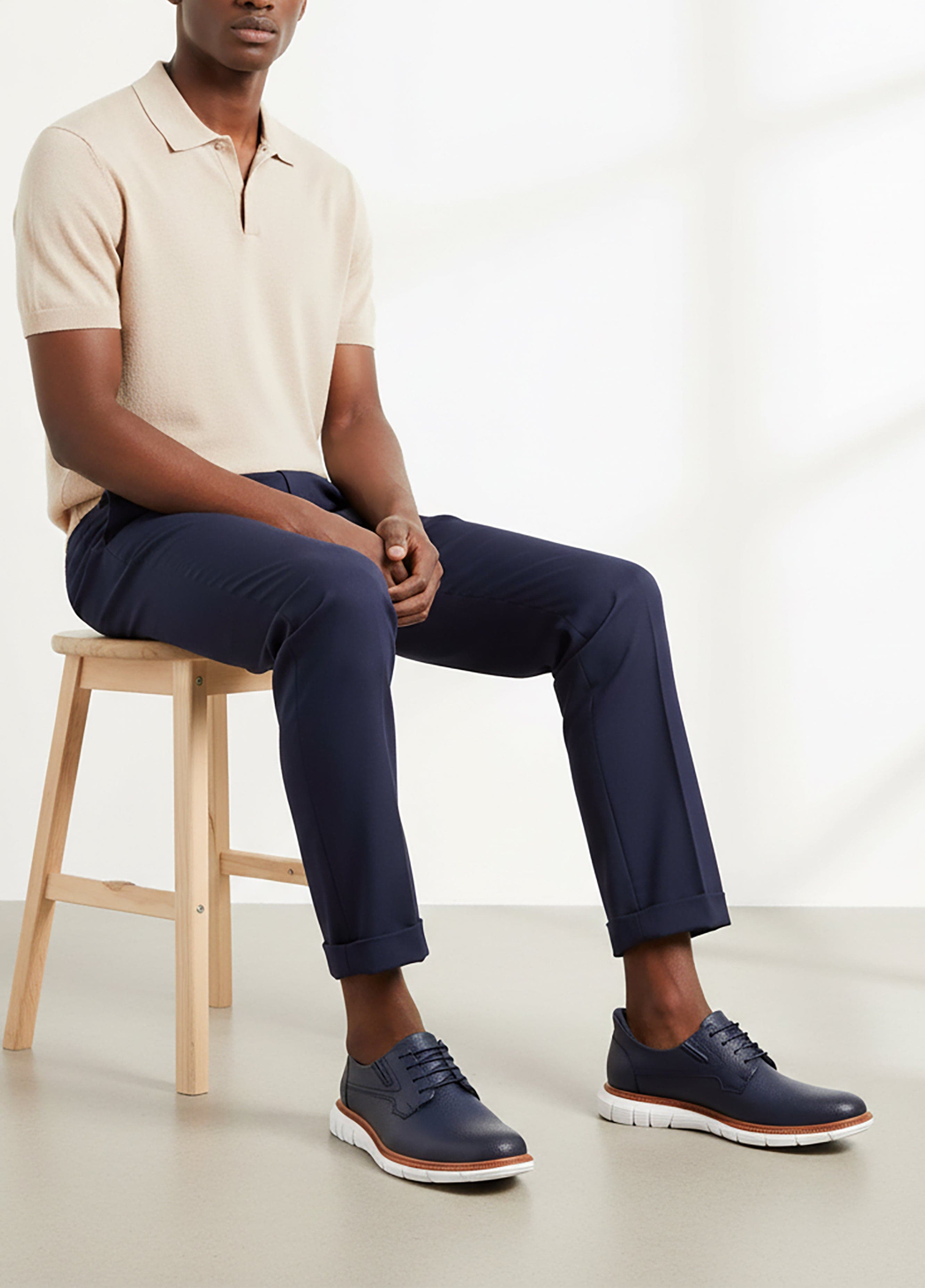 Marc Joseph New York Cloud Street Hands Free Technology Leather Plain Toe Casual Oxford, Alternate, color, Navy  Grainy Leather