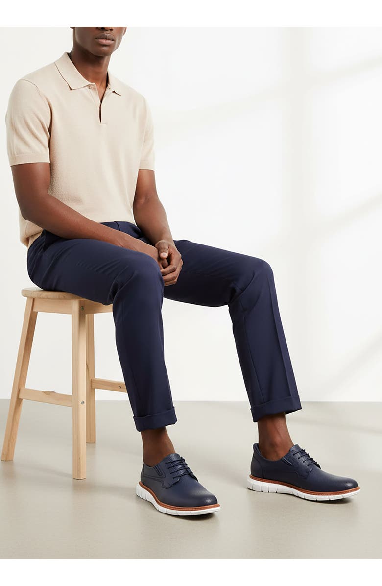 Marc Joseph New York Cloud Street Hands Free Technology Leather Plain Toe Casual Oxford, Alternate, color, Navy Grainy Leather