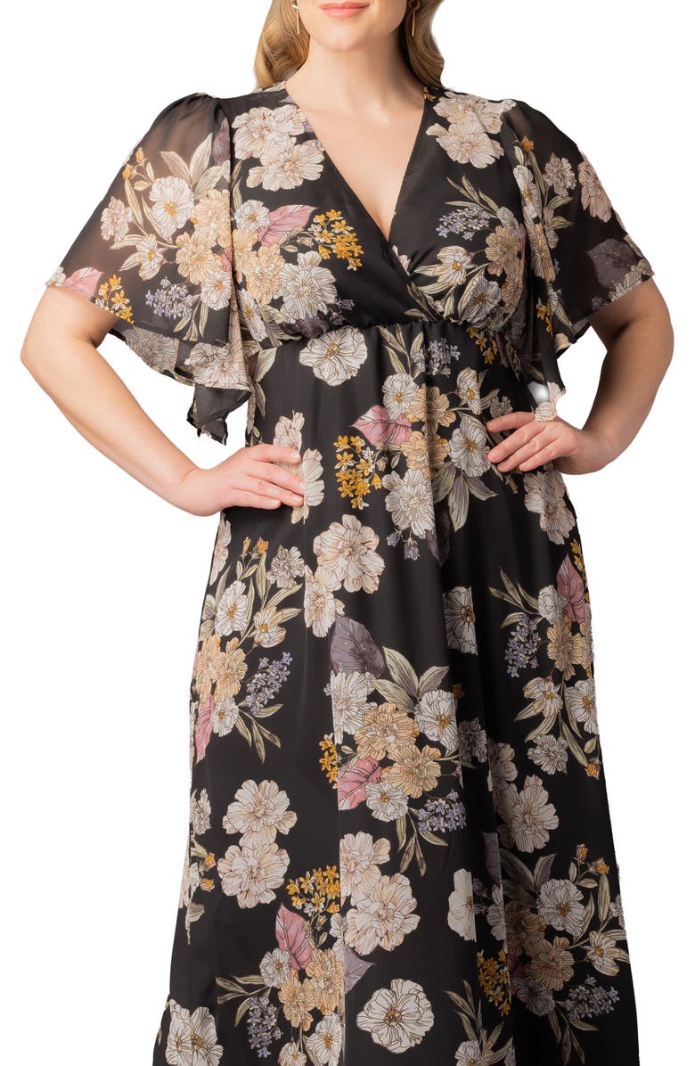 Kiyonna Metallic Thread Dress, Alternate, color, Midnight Peony Print