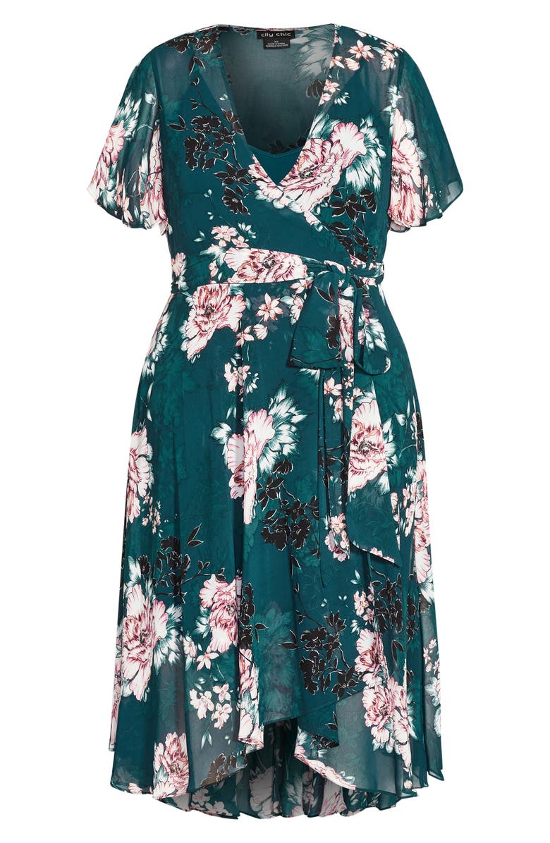City Chic Blossom Wrap Dress, Alternate, color,
