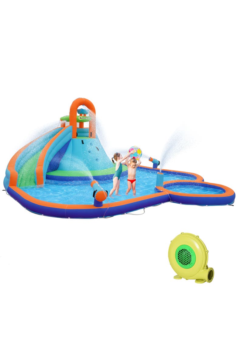 Outsunny 4 in 1 Water Slide, Inflatable Bounce House with Slide, Main, color, Multi Color