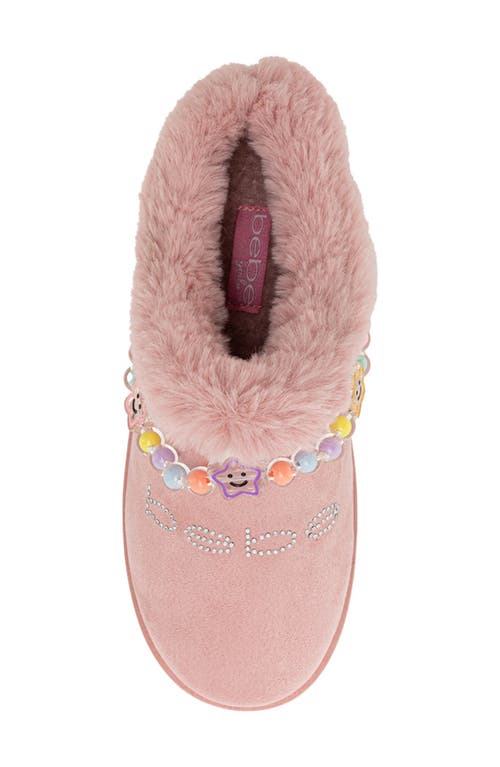 Bebe Kids' Cozy Friendship Beaded Faux Fur Trim Slipper In Multi