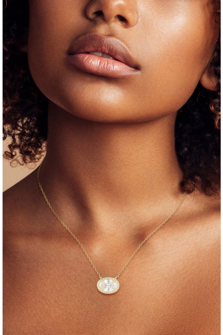 Oval Cubic Zirconia Pendant Necklace, Alternate, color, GOLD
