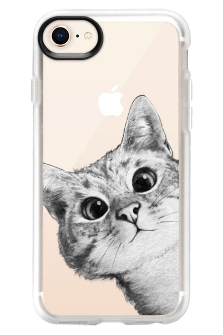 Peekaboo Cat iPhone Case, Main, color, BLACK / WHITE