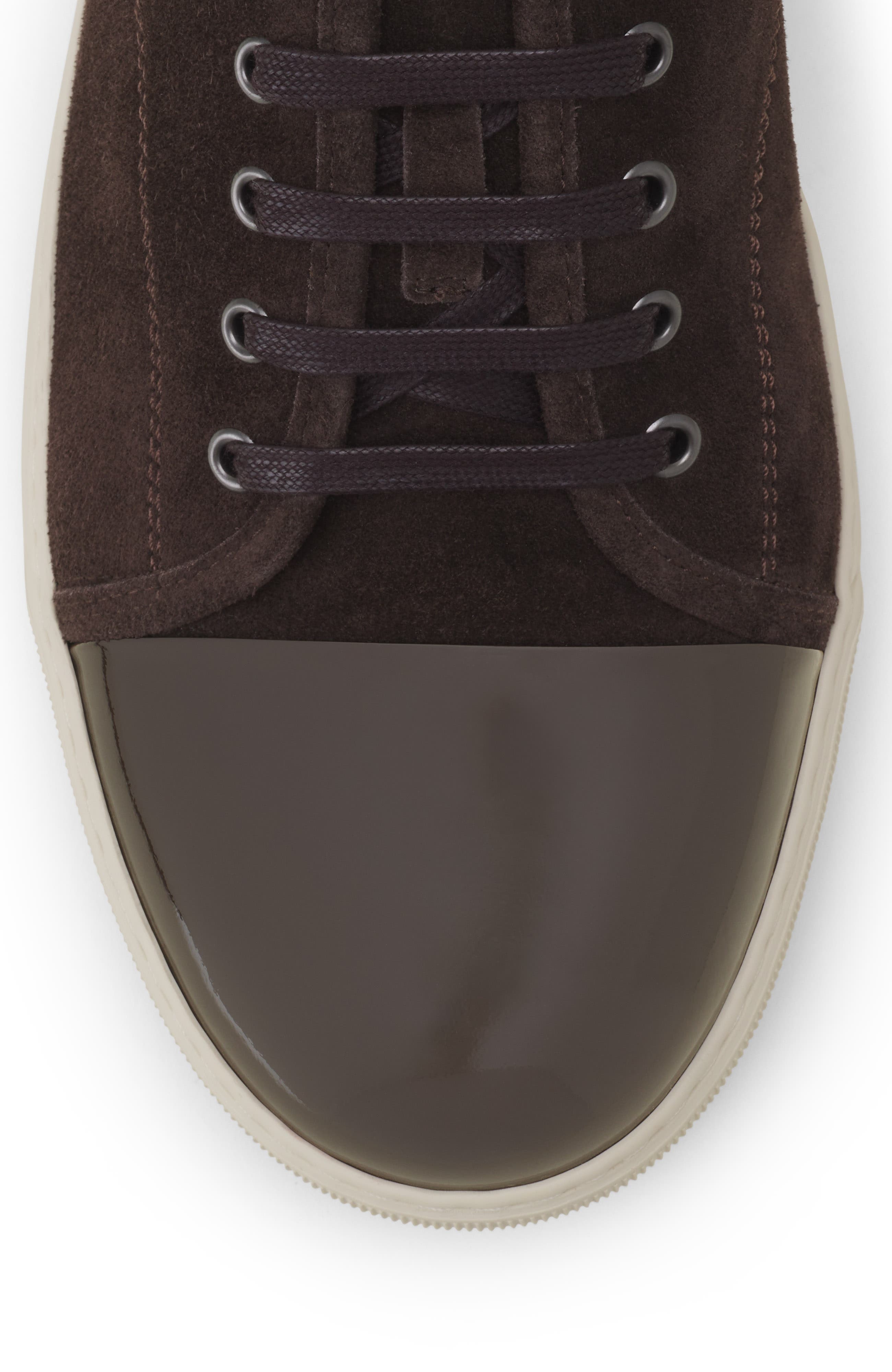 Lanvin Dbb1 Patent Leather And Suede Sneakers, Alternate, color, Brown