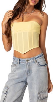 EDIKTED Evangeline Strapless Mesh Corset Top